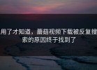 用了才知道，蘑菇视频下载被反复搜索的原因终于找到了