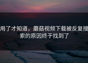 用了才知道，蘑菇视频下载被反复搜索的原因终于找到了