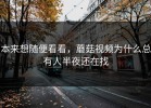 本来想随便看看，蘑菇视频为什么总有人半夜还在找