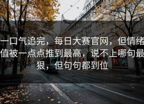 一口气追完，每日大赛官网，但情绪值被一点点推到最高，说不上哪句最狠，但句句都到位