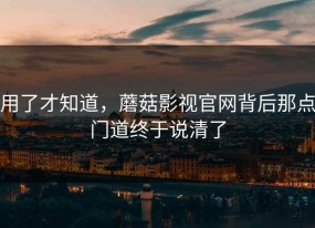 用了才知道，蘑菇影视官网背后那点门道终于说清了
