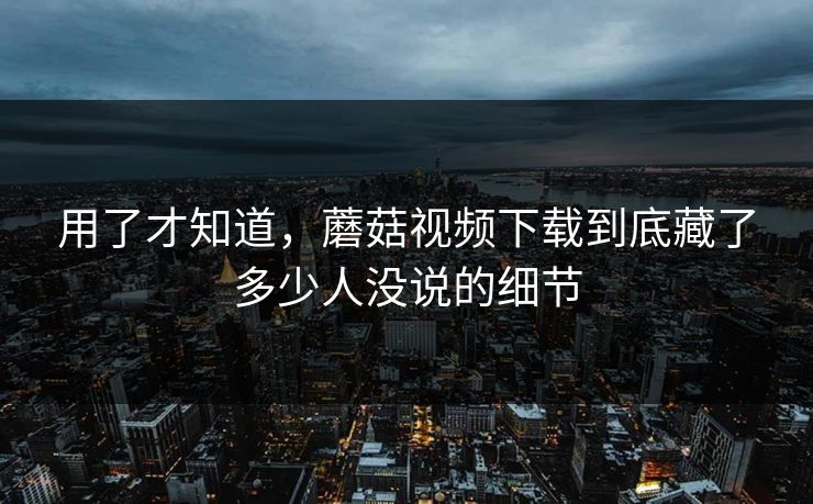 用了才知道，蘑菇视频下载到底藏了多少人没说的细节