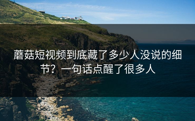 蘑菇短视频到底藏了多少人没说的细节？一句话点醒了很多人