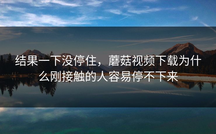 结果一下没停住，蘑菇视频下载为什么刚接触的人容易停不下来