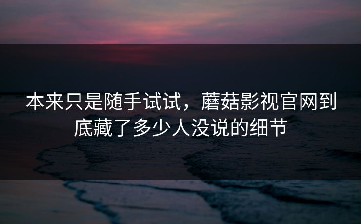 本来只是随手试试，蘑菇影视官网到底藏了多少人没说的细节