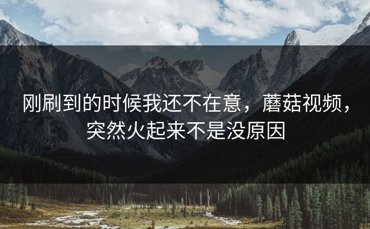 刚刷到的时候我还不在意,蘑菇视频,突然火起来不是没原因 刚刷到的时候我还不在意,蘑菇视频,突然火起来不是没原因