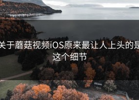 关于蘑菇视频iOS原来最让人上头的是这个细节