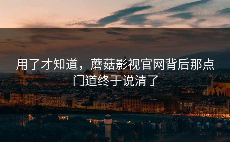用了才知道，蘑菇影视官网背后那点门道终于说清了