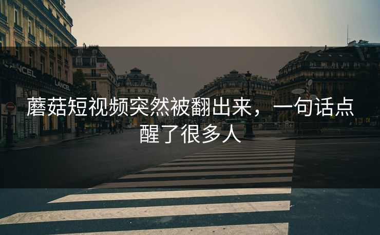 蘑菇短视频突然被翻出来,一句话点醒了很多人 蘑菇短视频突然被翻出来,一句话点醒了很多人