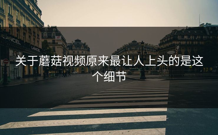 关于蘑菇视频原来最让人上头的是这个细节 关于蘑菇视频原来最让人上头的是这个细节