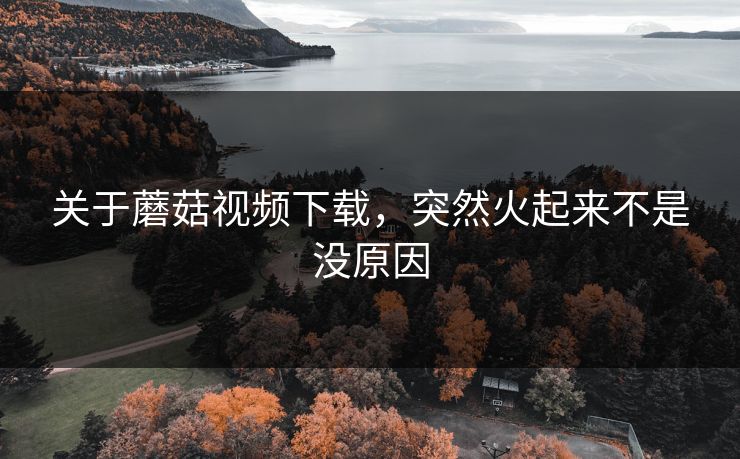 关于蘑菇视频下载，突然火起来不是没原因